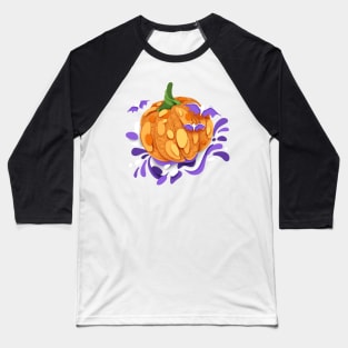 Ornate Halloween Pumpkin witn Cute Flittermouses Baseball T-Shirt